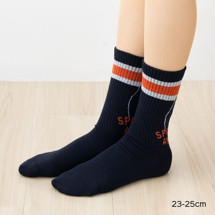 Fukuske（フクスケ） 後ろ かおなし ラインクルーソックス 23-25cm・25