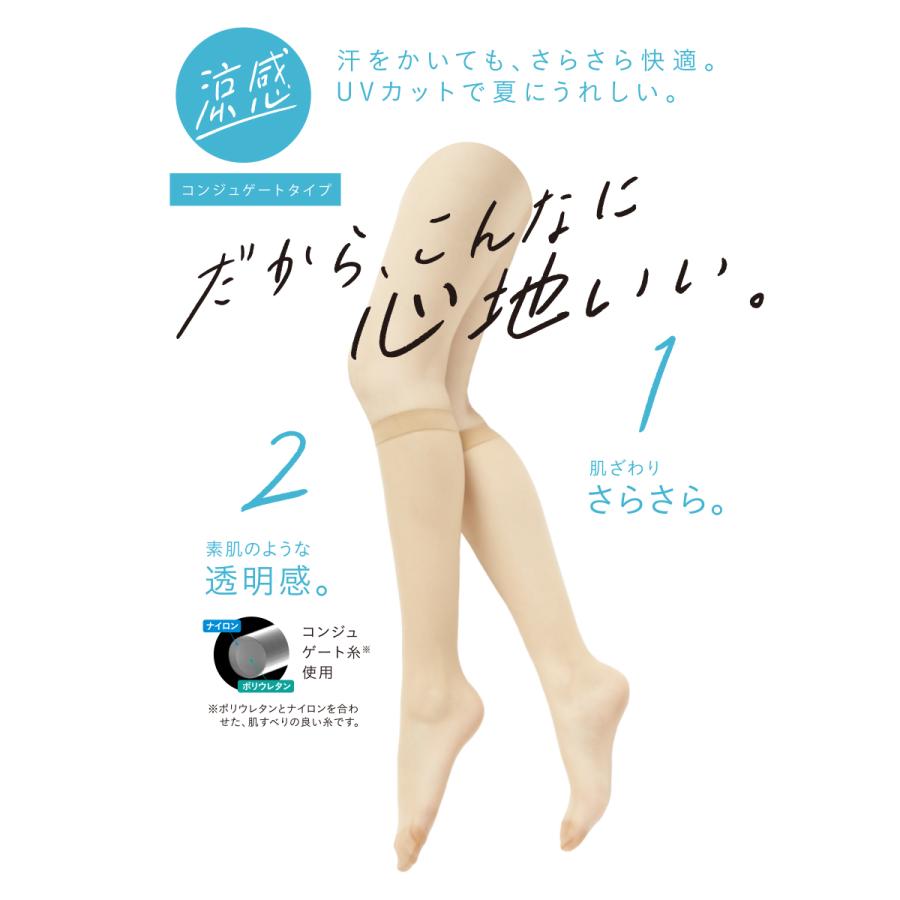満足 サラッと心地いい サマー ひざ下丈 コンジュゲートタイプ ストッキング (22-24cm・全5色) ショートストッキング レディース 福助 340-3101 D1PK | 満足 | 01