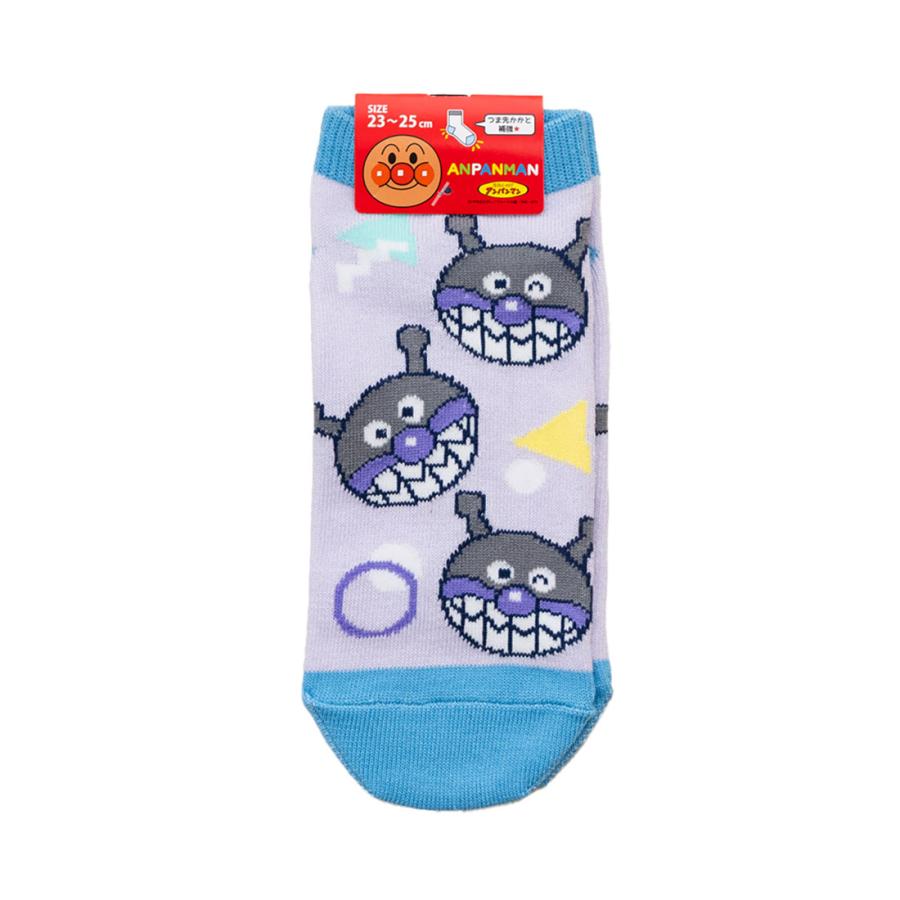あんぱん Fukuske バイキンマン ◯△ 総柄 スニーカー丈ソックス パープル