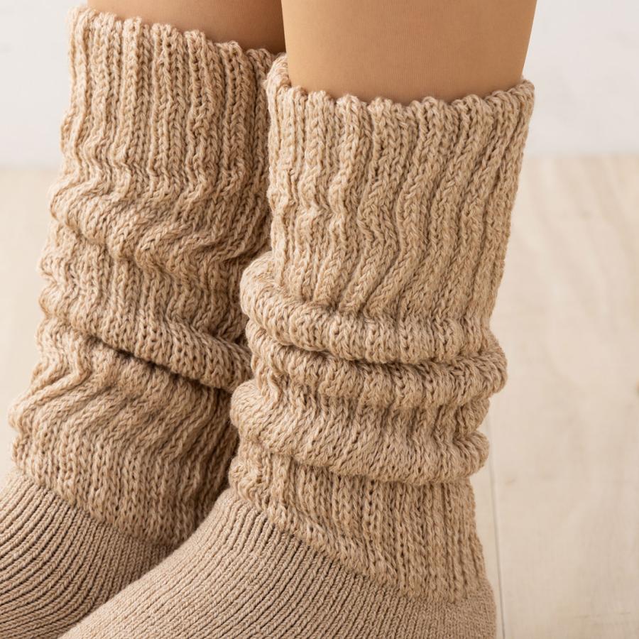 ふくみこ② 満足 美温活 ふくらはぎ二重ルームソックス ハイクルー丈30cm グレー