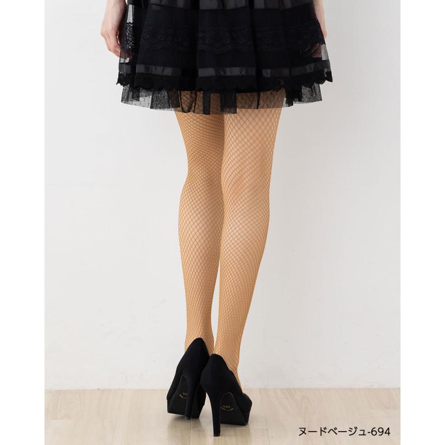 Tuche ミドルネット 網タイツ M-L 黒 ベージュ レディース ネット