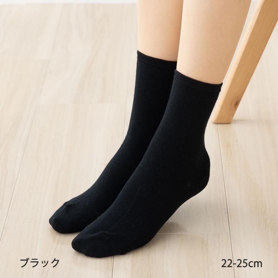 ゆったり口ゴム 綿100% クルーソックス 日本製 15cm丈 22-25cm 黒