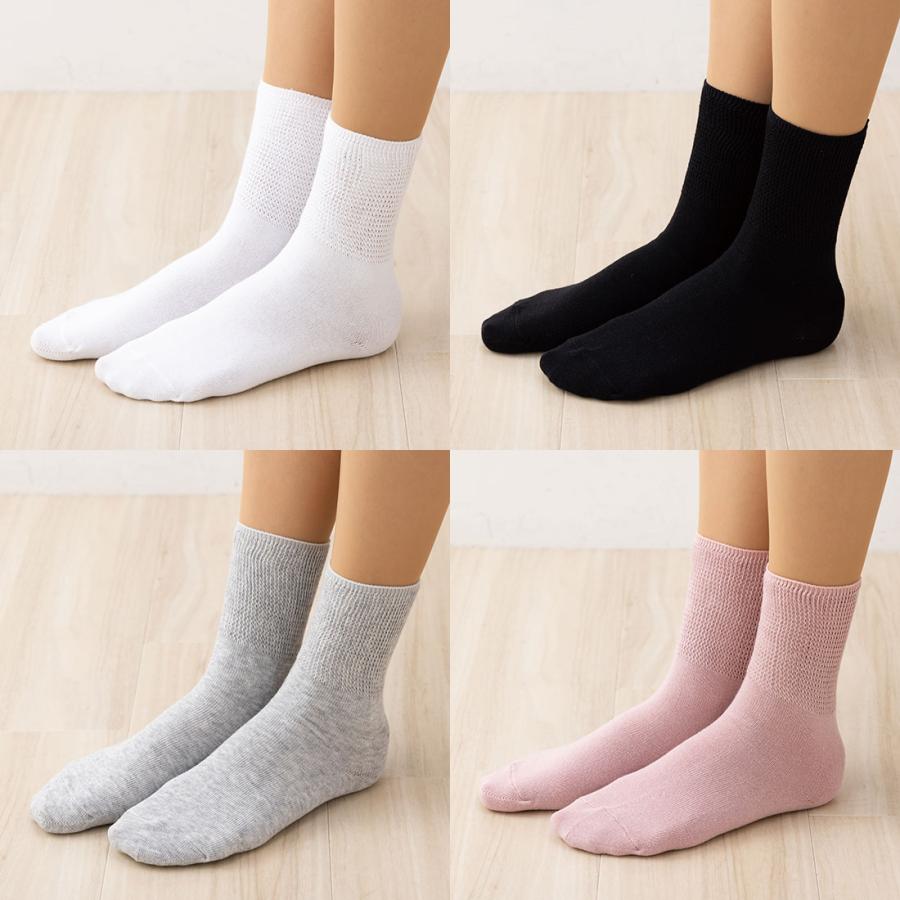 超ゆったり口ゴム クルーソックス 日本製 22-25cm 黒・白