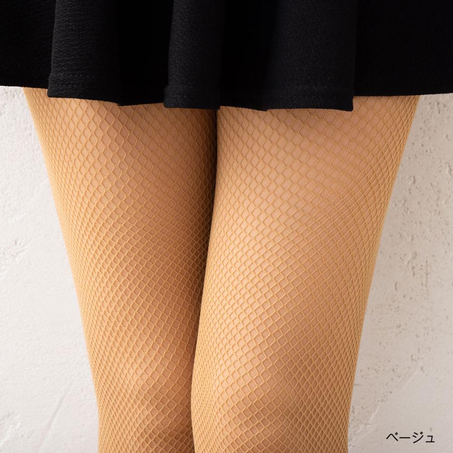 Point Me 小ネットタイツ M-L 黒・ベージュ 網タイツ ラッセル