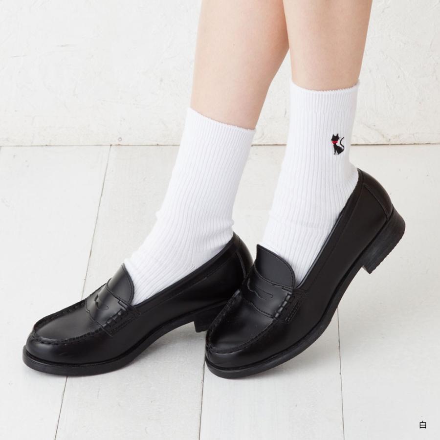 3点購入で送料無料 スクールソックス ネコ ワンポイント刺繍 18cm丈 ネイビー 紺 ホワイト 白 23 25cm レディース 靴下 ショート丈 Mx 1013 靴下専門店lops 通販 Yahoo ショッピング