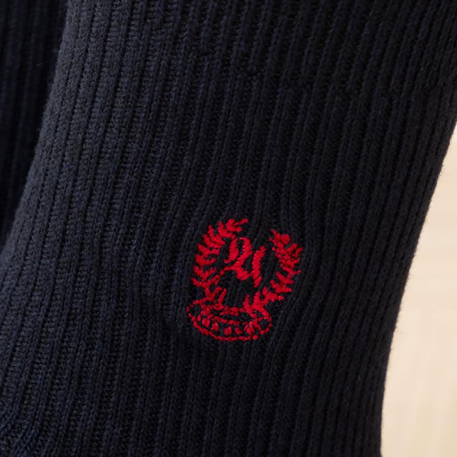 スクールソックス エンブレム ワンポイント刺繍 18cm丈 ネイビー 紺 23