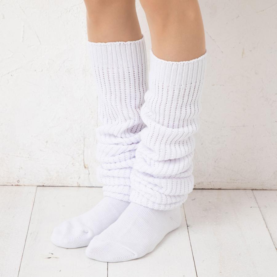 送料無料) ルーズソックス 80cm丈 ホワイト 白 23-25cm 主成分 綿 靴下