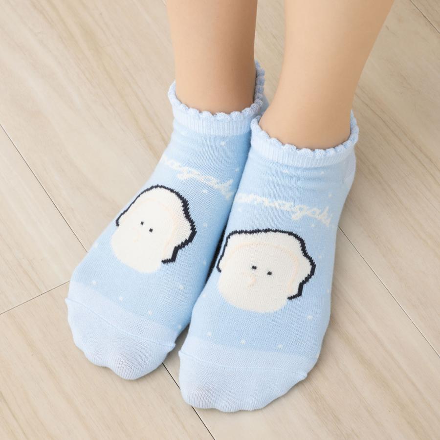ジュニア19-24cm)なまがき ドット スニーカー丈ソックス 水色 19-24cm