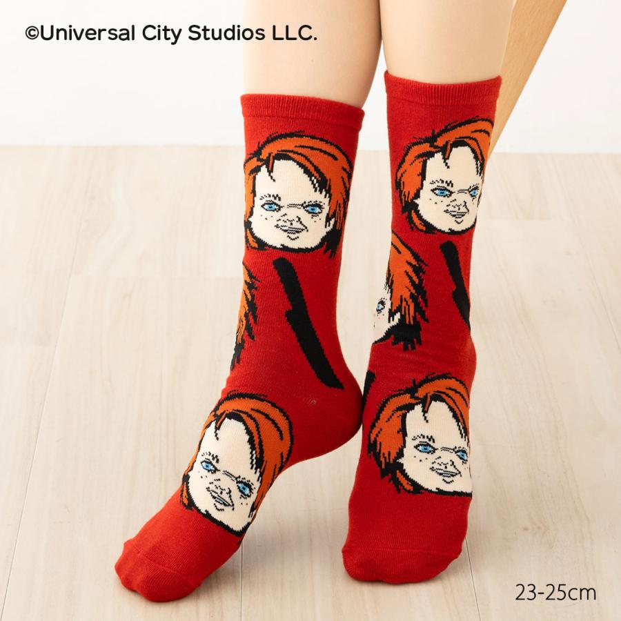 CHUCKY チャッキー総柄 ハイソックス 赤 23-25cm レディース 靴下