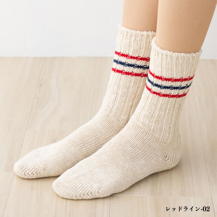 SMALL STONE SOCKS 太リブ3x1 綿麻 ラインクルーソックス 22-25cm 全2