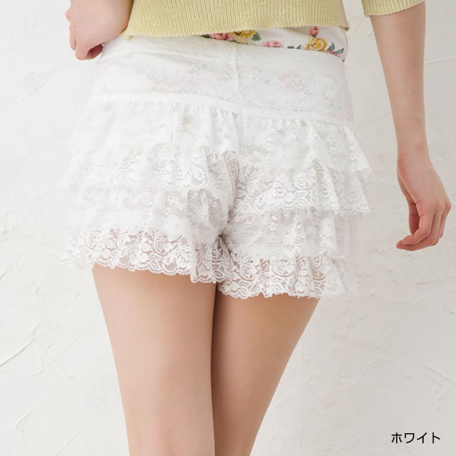 花柄 4段レースペチパンツ M-L 黒・白 レディース ペチコート スタジオ