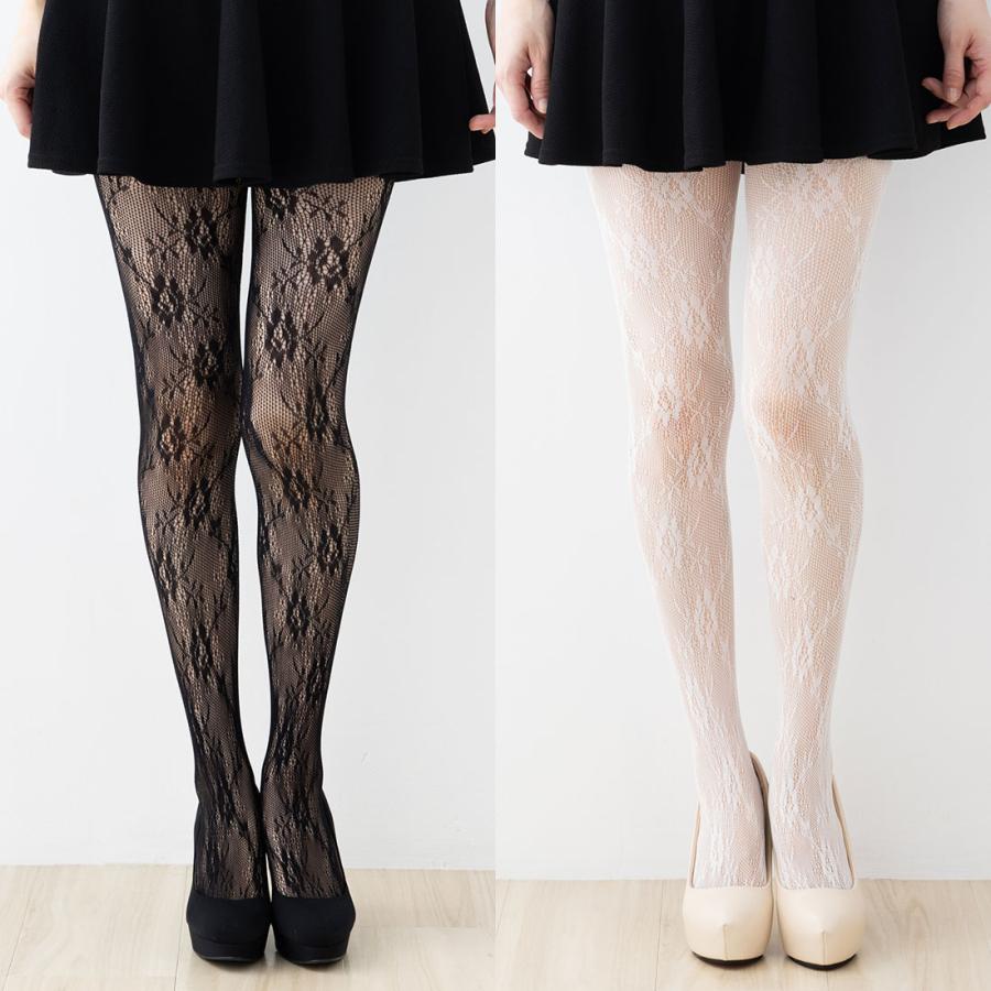 レースタイツ 白・黒 M-Lサイズ レディース ラッセル 網タイツ D1PK