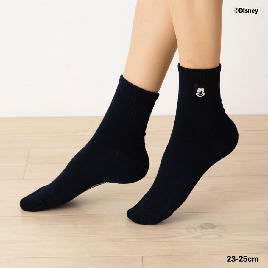 Disney ミッキーフェイス ワンポイント刺繍 アメリブ ロークルー