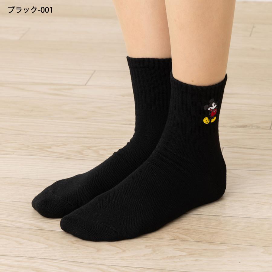 新品soloistソロイスト刺繍 ミッキーマウス 黒 ロングラインソックス 靴下 Disney ミッキーマウス ワンポイント刺繍 アメリブ ロークルー