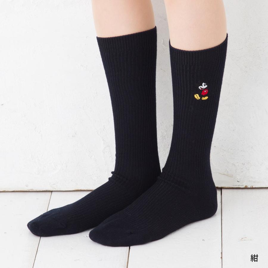 新品soloistソロイスト刺繍 ミッキーマウス 黒 ロングラインソックス 靴下 Disney（ディズニー） (3点購入で送料無料) 着圧 ミッキーワンポイント