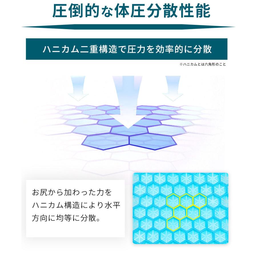 GelLight ゲルクッション ジェルクッション 特大 ラージ 大きい 第三世代 2022 ハニカム 二重 口コミ dx 腰痛 車 卵が割れない 本物 二重ハニカム構造｜lorelife｜08