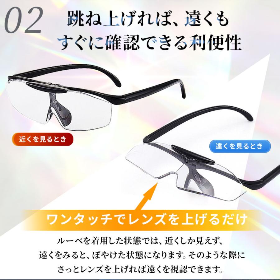 拡大鏡 ルーペ おしゃれ メガネ メガネ型ルーペ メガネ型拡大ルーペ 1.6倍  眼鏡型 眼鏡型ルーペ 読書用 跳ね上げ式 ケース付き |  | 10
