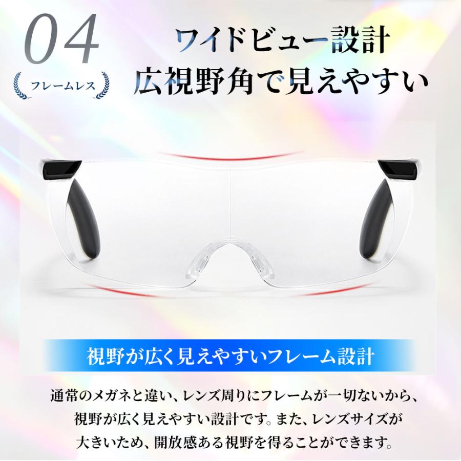 拡大鏡 ルーペ おしゃれ メガネ ブルーライトカット メガネ型ルーペ メガネ型拡大ルーペ 1.6倍 読書用 高性能 フレームレス ケース付き |  | 15