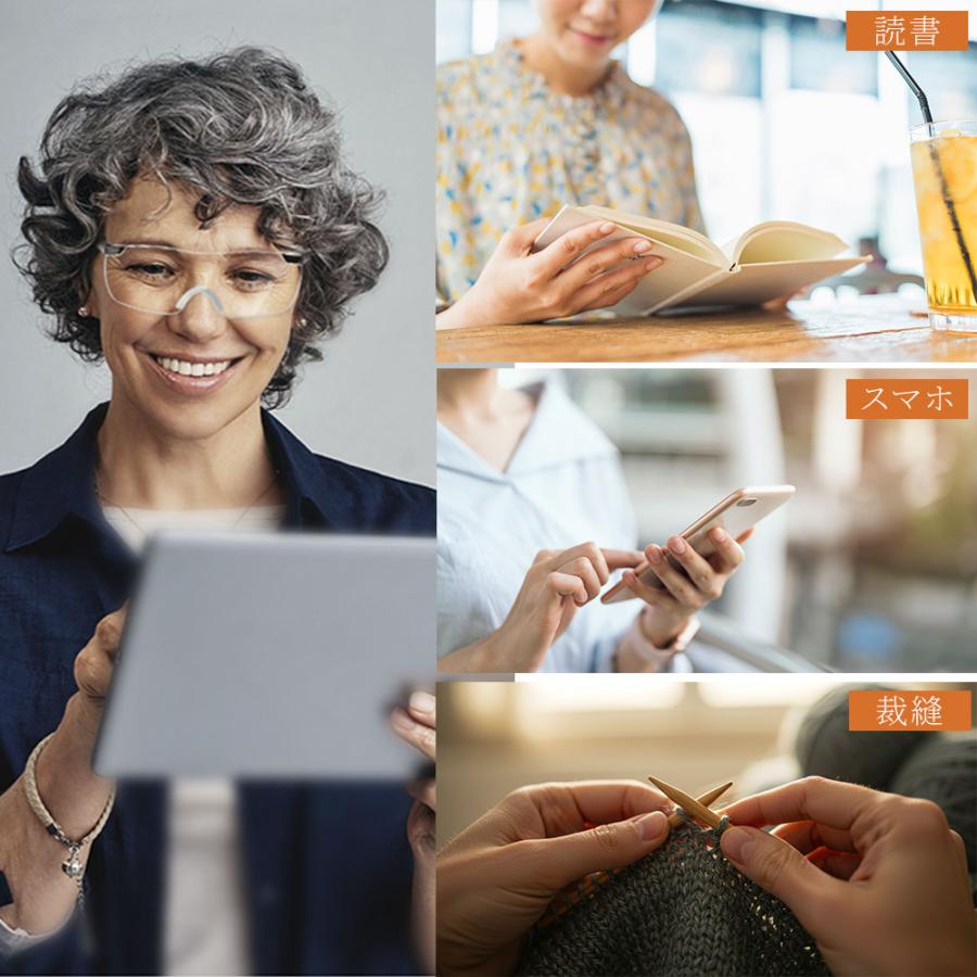 拡大鏡 ルーペ おしゃれ メガネ ブルーライトカット メガネ型ルーペ メガネ型拡大ルーペ 1.6倍 読書用 高性能 フレームレス ケース付き |  | 19