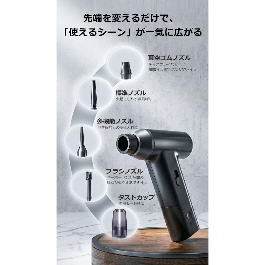 エアダスター 5000mAh ブロワー 電動 強力 小型 充電式 超強風 吸引