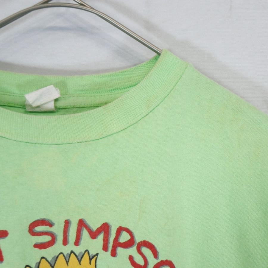 90年代 USA製 BART SIMPSON シンプソンズ 半袖Ｔシャツ  キャラクター グリーン (メンズ Ｌ相当) 中古 古着 N5399｜losantigua2016｜07