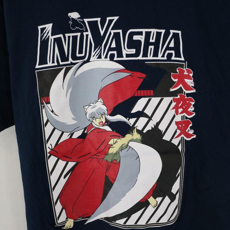 2000年代〜  犬夜叉 半袖 プリントＴシャツ アニメ 漫画 コミック キャラクター ネイビー (メンズ S) 中古 古着 N7513｜losantigua2016｜04