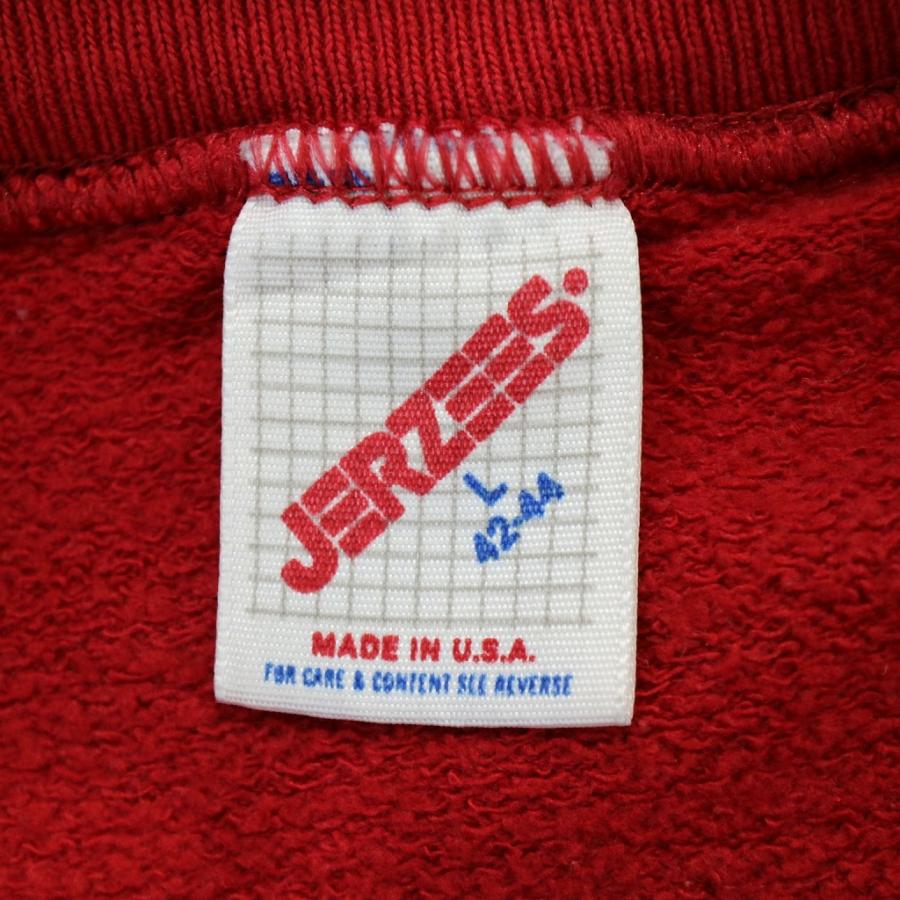 90年代 USA製 JERZEES ジャージーズ Coca Cola プリント スウェット 企業 ラグランスリーブ 丸首 レッド (メンズ L) 中古 古着 O3223｜losantigua2016｜08