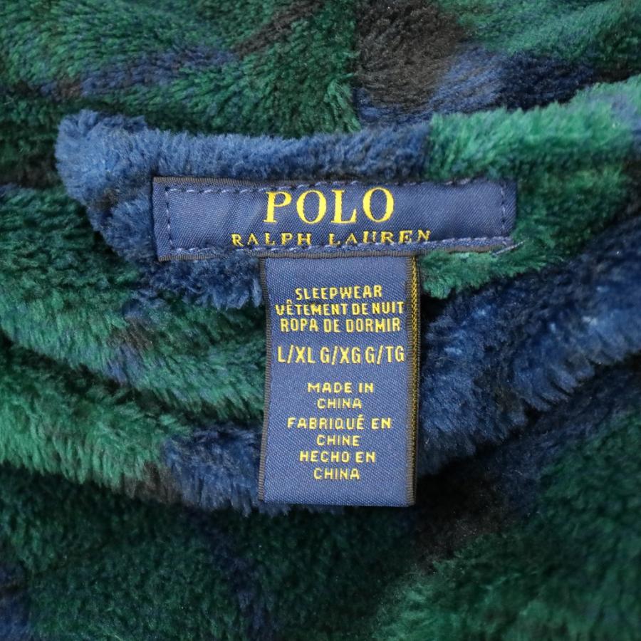 Polo by Ralph Lauren ポロバイラルフローレン ボアフリースガウン チェック柄 グリーン (メンズ L) 中古 古着 O5206｜losantigua2016｜05