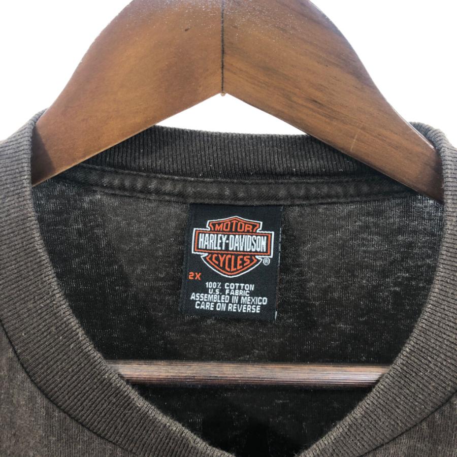 00年代 HARLEY DAVIDSON ハーレーダビッドソン ラスベガス 半袖Ｔシャツ バイク ブラウン (メンズ 2XL) 中古 古着 Q6238｜losantigua2016｜07