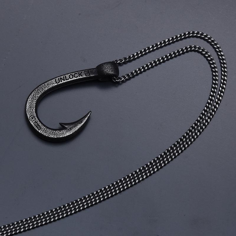 HOOKZ 釣り針 ネックレス燻し Mサイズ シルバー925/フィッシュフックネックレス/シルバーアクセサリーブランド 日本製の画像