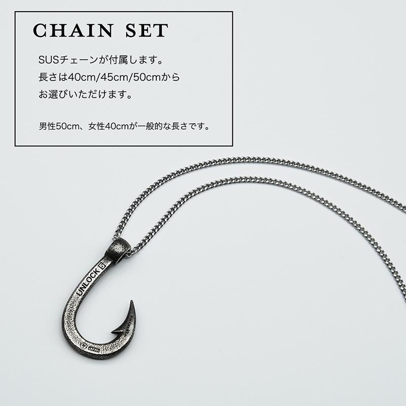 HOOKZ 釣り針 ネックレス燻し Mサイズ シルバー925/フィッシュフックネックレス/シルバーアクセサリーブランド 日本製の画像