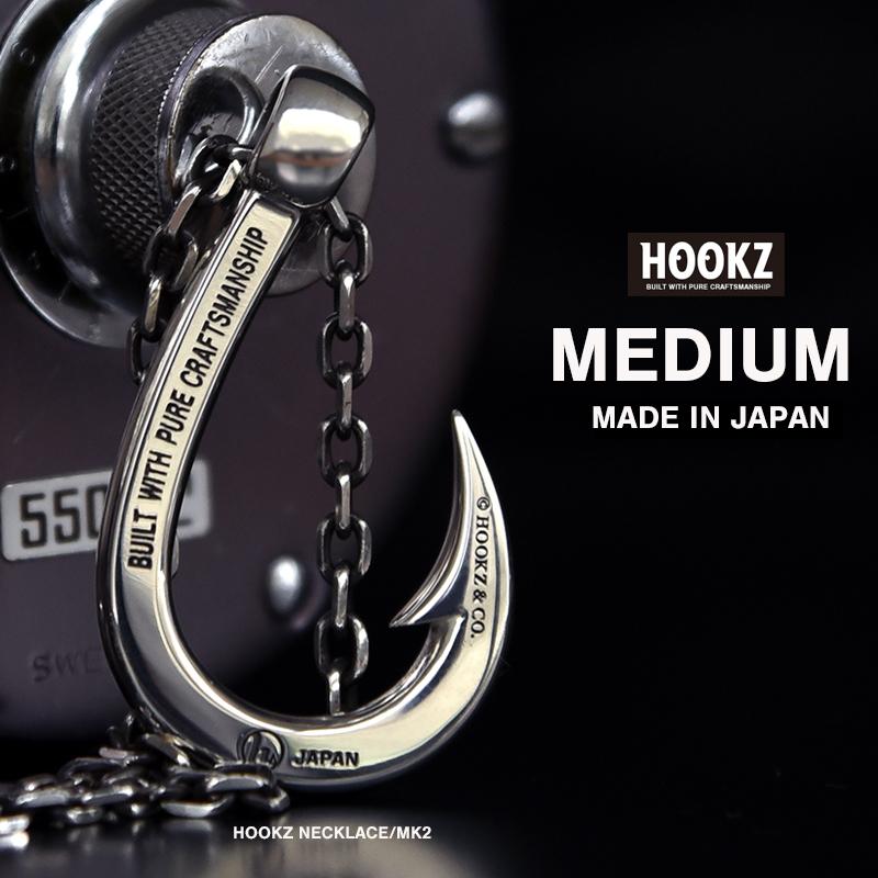 HOOKZ 釣り針 ネックレスMK2ロゴ入り Mサイズ シルバー925/フィッシュ