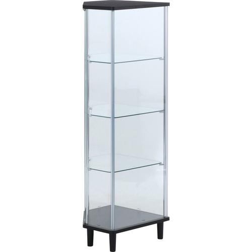 ガラスコレクションコーナーボード BK W62.5×D48×H128cm コレクションケース フィギュアケース ディスプレイラック 収納棚