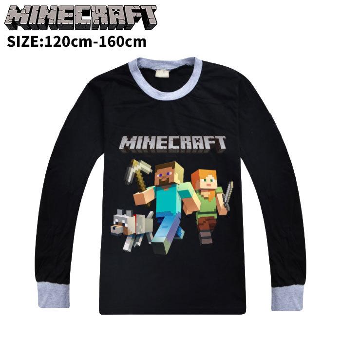 Minecraft ロングtシャツ マインクラフト ロンティー ブラック 長袖 マイクラ ゲーム キャラクター グッズ 30mctp070 Lotus Kids 通販 Yahoo ショッピング