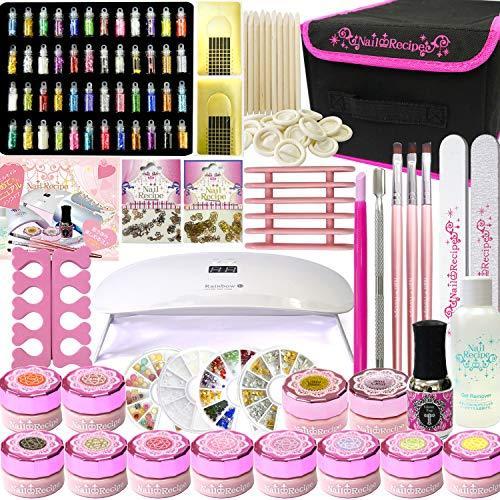開店祝い Nail Recipe ネイルレシピ ジェルネイル スターターキット セット セルフネイル 初心者 Ledライト付き カラージェル 10色 最新情報 Atempletonphoto Com