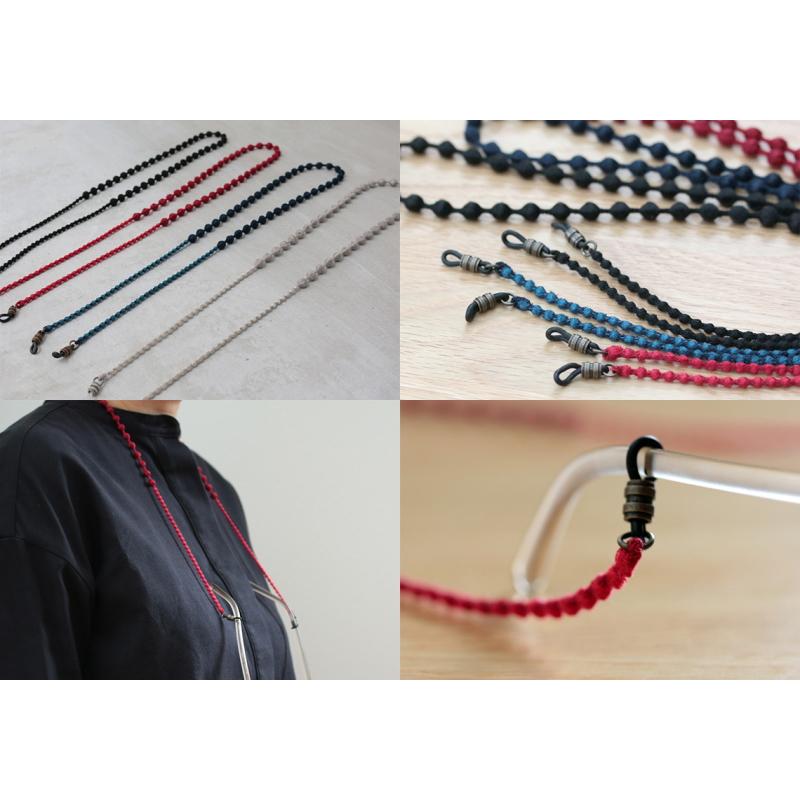 シックな縞模様の刺繡糸の紐の眼鏡チェーン・マスクストラップ（水色