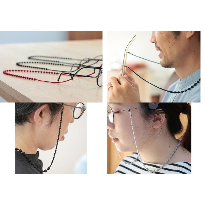 シックな縞模様の刺繡糸の紐の眼鏡チェーン・マスクストラップ（水色
