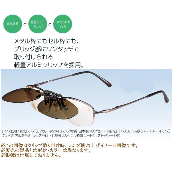 横56x縦38mm]Sサイズ 小さめ クリップ偏光サングラス 日本製偏光レンズ