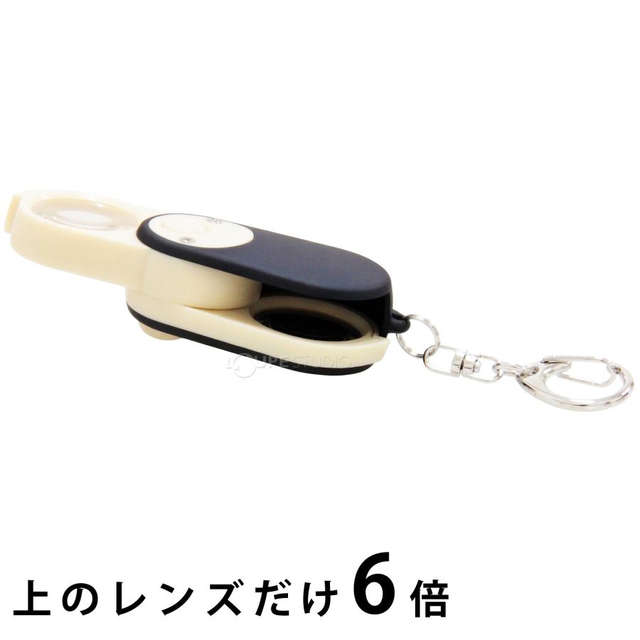 ルーペ 10倍 LEDライト付き 4倍 6倍 23mm 虫眼鏡 拡大鏡 キーホルダー