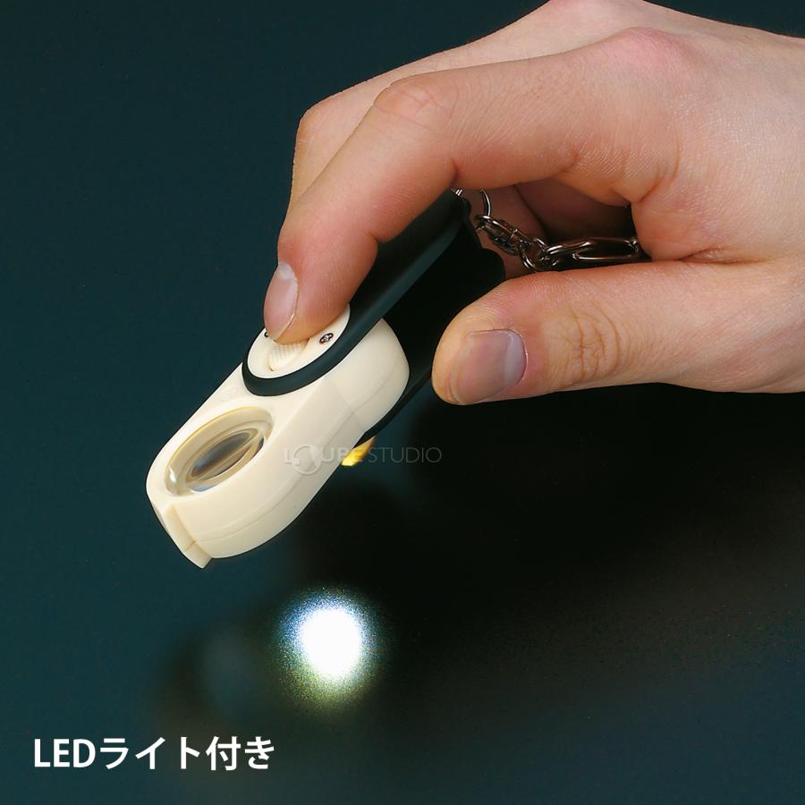 ライト付きルーペ　新品未使用 ルーペ 10倍 LEDライト付き 4倍 6倍 23mm 虫眼鏡 拡大鏡 キーホルダー