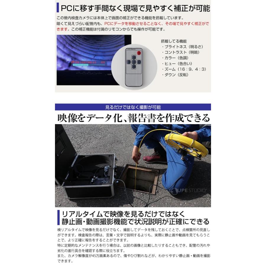管内検査用カメラ Φ6mm 20m 工業用 配管内部 作業 点検 ケーブルカメラ 3R-FXS07-20M6 おすすめ 工業用 防塵の画像