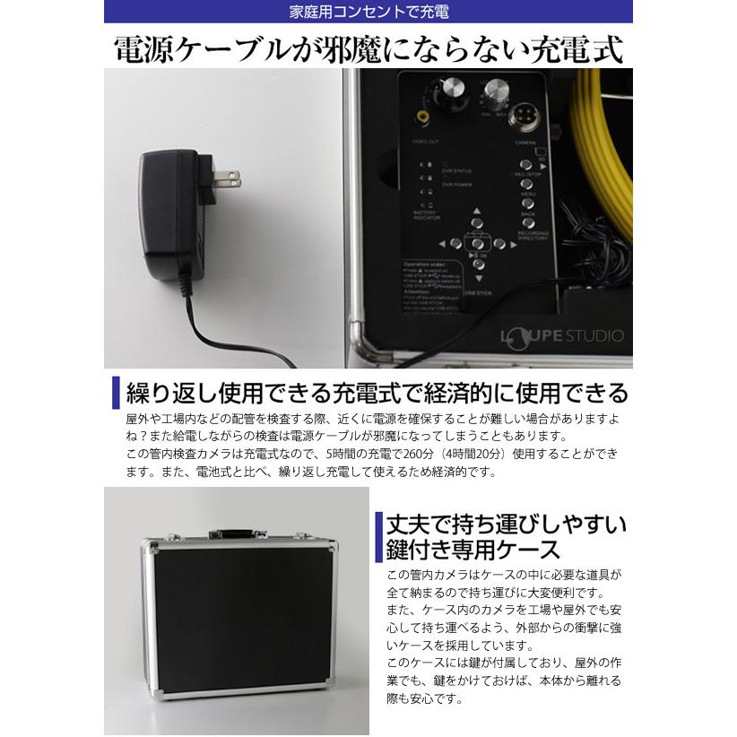 管内検査用カメラ Φ6mm 20m 工業用 配管内部 作業 点検 ケーブルカメラ 3R-FXS07-20M6 おすすめ 工業用 防塵の画像