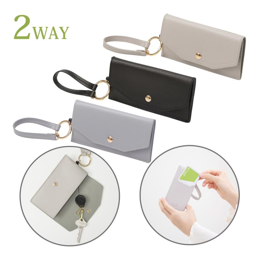 キーケース リール付き キーパスケース カードケース パスケース 定期