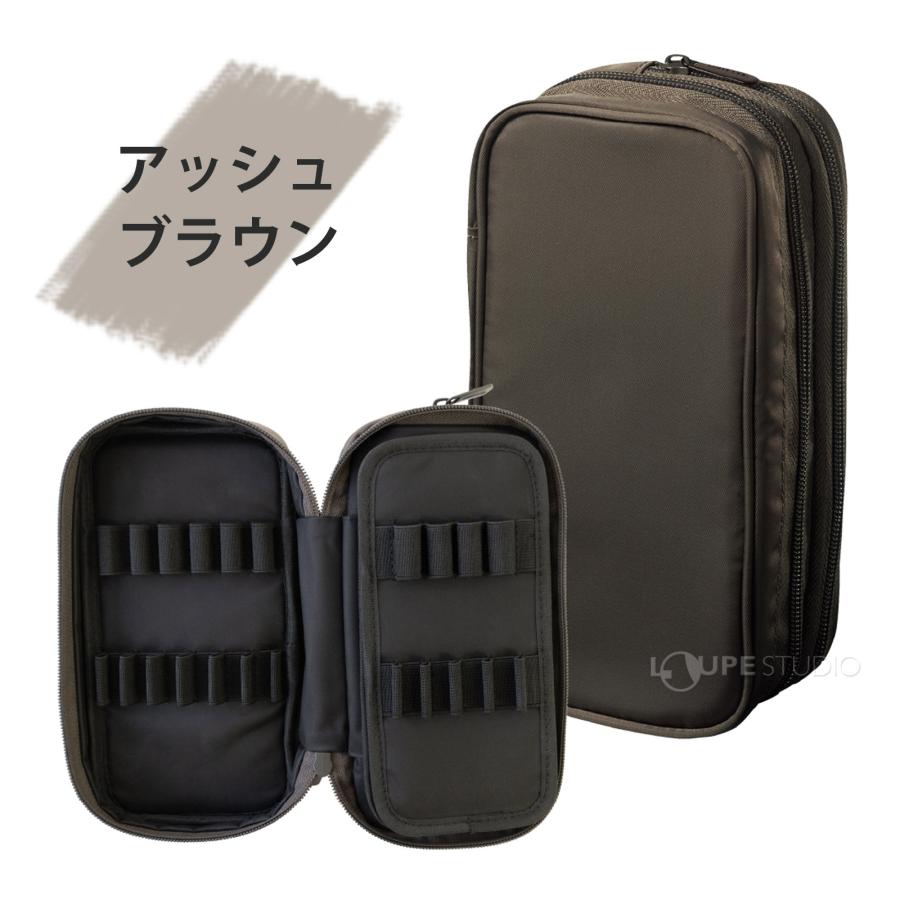 XCOA スプレッドダブル ペンケース 大容量 ペンホルダー部収納本数10本