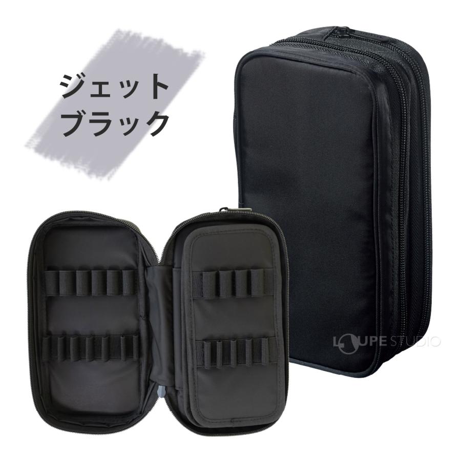XCOA スプレッドダブル ペンケース 大容量 ペンホルダー部収納本数10本