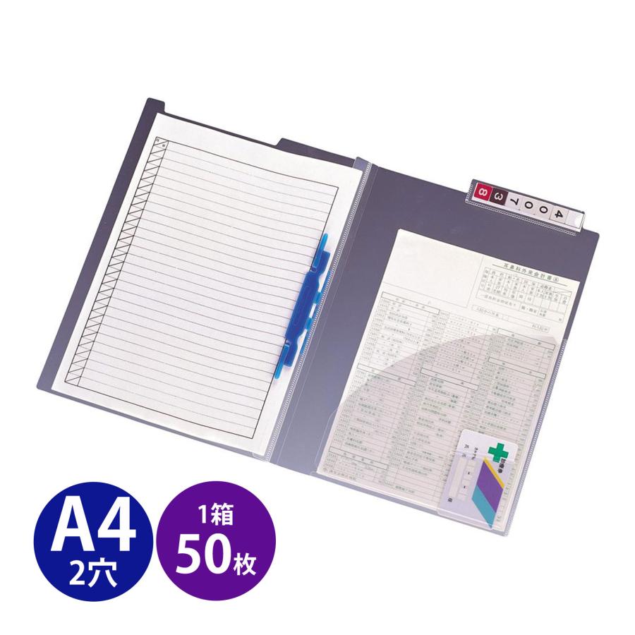 カルテフォルダー A4 2穴 50枚パック 青 リヒトラブ カルテ ホルダー