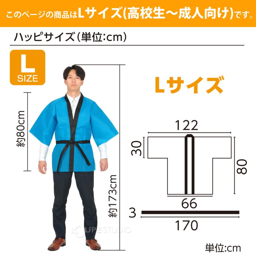 法被 大人 不織布 ハッピ (帯付) Lサイズ 高校生〜成人向 発表会