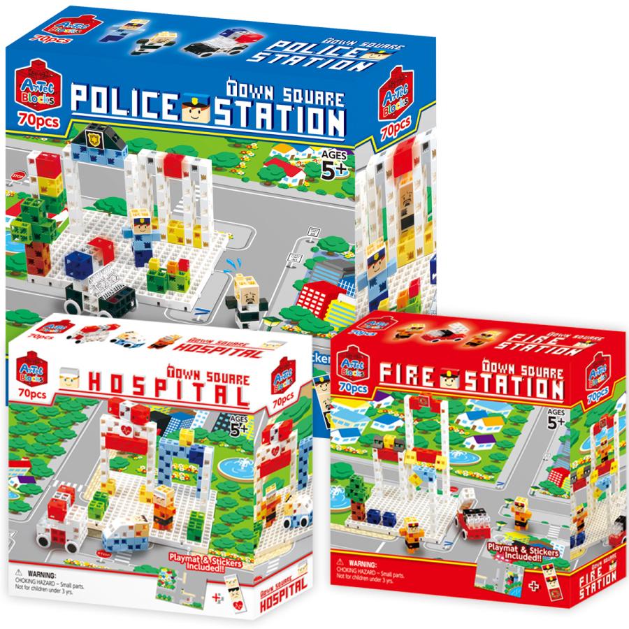 ブロック おもちゃ 男の子 女の子 小学生 子供 タウンスクエア ポリスステーション ファイアーステーション ホスピタル 5歳以上 室内 Atc 053 ルーペスタジオ 通販 Yahoo ショッピング