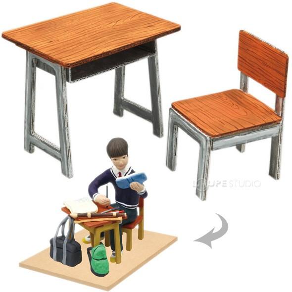 机と椅子ジオラマセット 小 ATねんどM付 工作キット 小学生 中学生