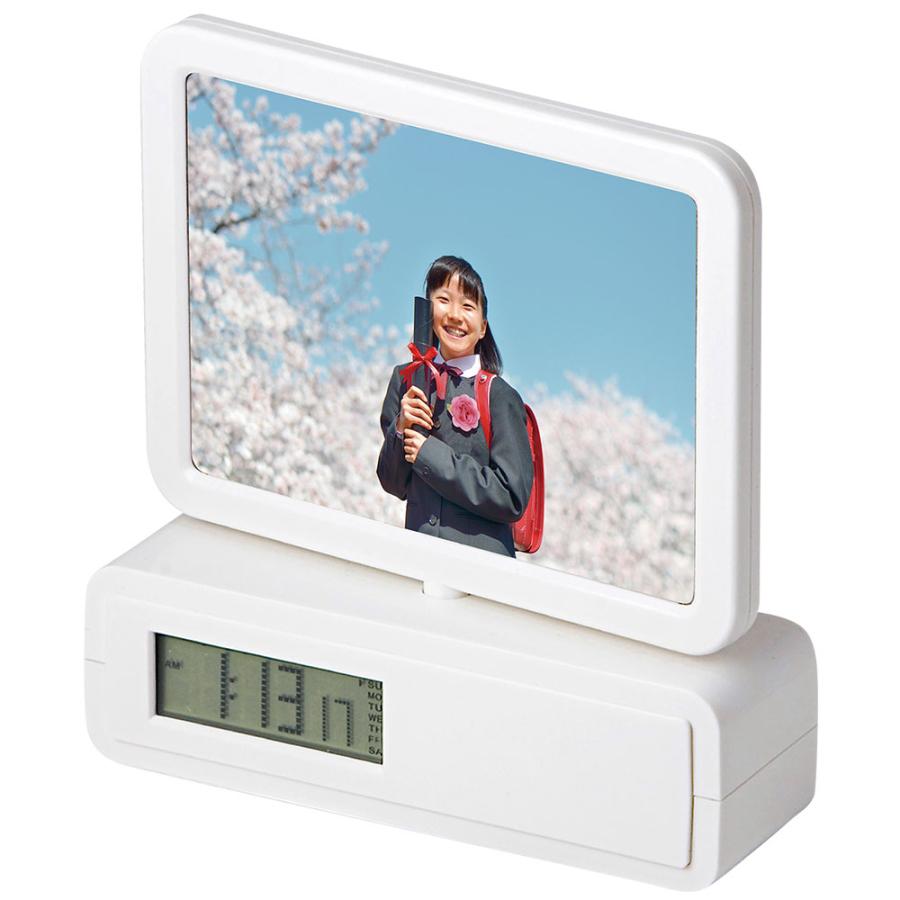ダブルフェイスフォトフレーム 白 ホワイト 両面 写真立て おしゃれ プレゼント 結婚祝い かわいい 時計 カレンダー アラーム スヌーズ タイマー Atc 087 ルーペスタジオ 通販 Yahoo ショッピング